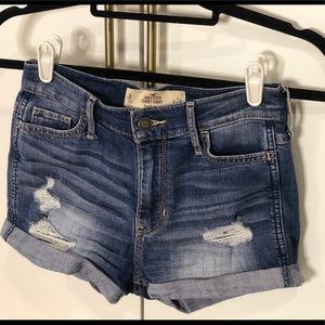 High waist ripped denim jean short